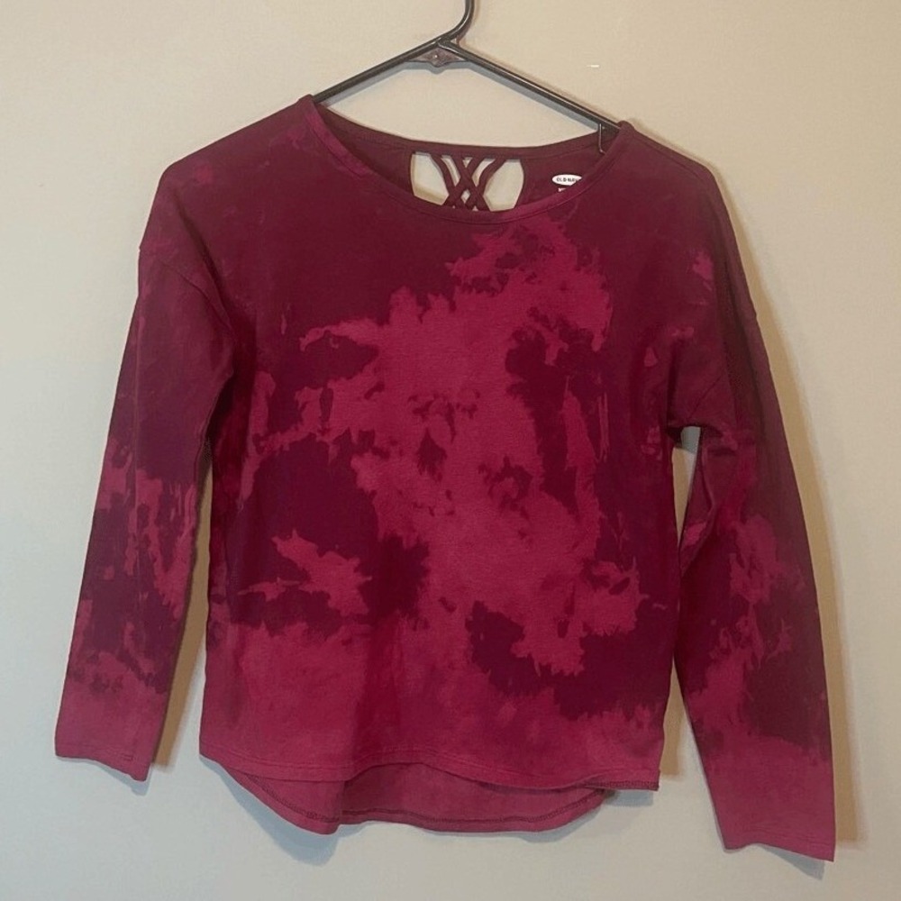 Handmade Girls Upcycled Grunge Y2K Tie Dye Cutout Back Softest Tee Magenta Large